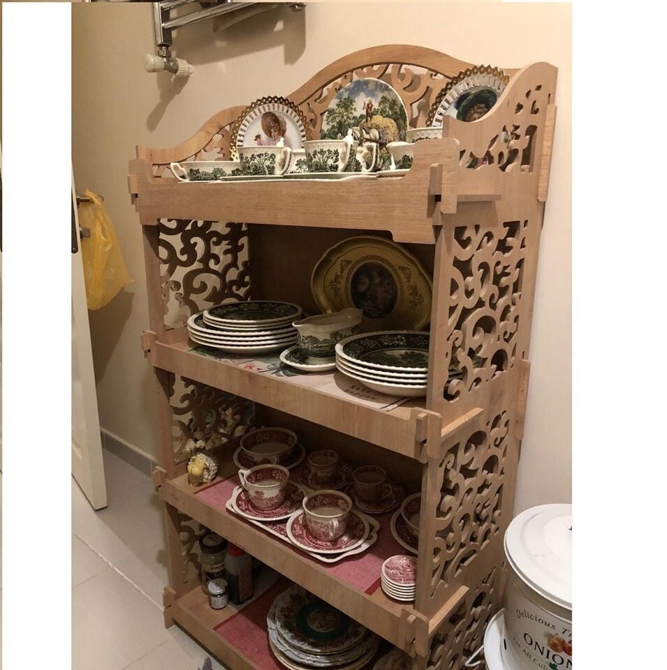 DEKORATİF AHŞAP RAF KİLER DOLAP TDMDolap-44402 Ahşap